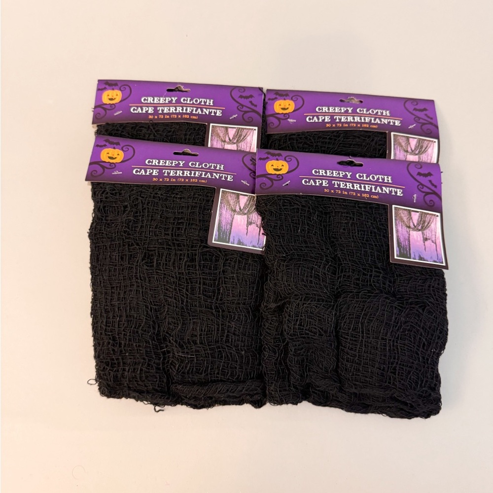 Halloween Decor Black Creepy Cloth Pack of Four Brand New